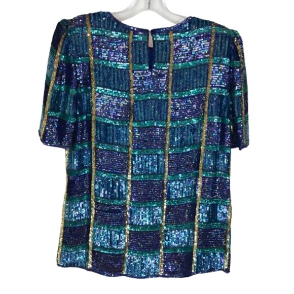 Creative Creations Womens Size Medium Vintage Full Sequin Blouse Top - Picture 4 of 4